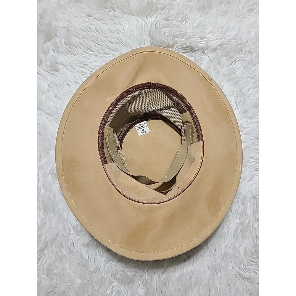 OUTBACK SHADE Men's M Tan Sport Hat w/Mesh‎ Strap Made In Australia Golf Hiking
